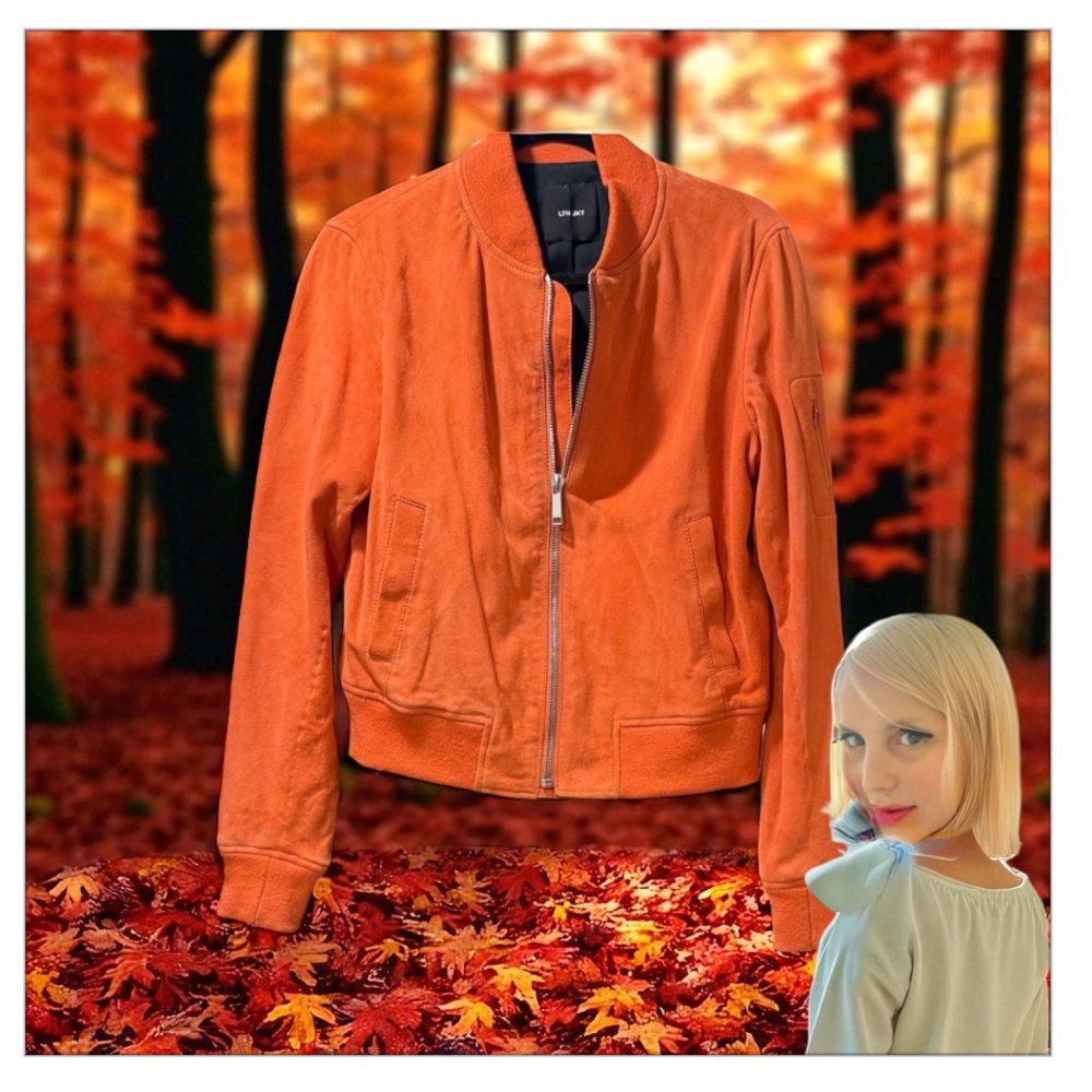 Vibrant Orange Bomber Jacket - Picture 2 of 3